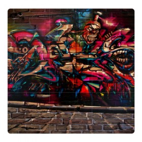 Магнитный плакат 3Х3 с принтом disquared urban graffity в Новосибирске, Полимерный материал с магнитным слоем | 9 деталей размером 9*9 см | grafity | paint | street art | urban | город | граффити | искусство | кирпичи | краски | рисунки | стена | улицы | уличное искусство