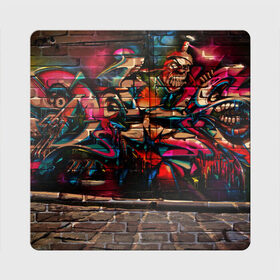 Магнит виниловый Квадрат с принтом disquared urban graffity в Новосибирске, полимерный материал с магнитным слоем | размер 9*9 см, закругленные углы | grafity | paint | street art | urban | город | граффити | искусство | кирпичи | краски | рисунки | стена | улицы | уличное искусство