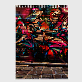 Скетчбук с принтом disquared urban graffity в Новосибирске, 100% бумага
 | 48 листов, плотность листов — 100 г/м2, плотность картонной обложки — 250 г/м2. Листы скреплены сверху удобной пружинной спиралью | grafity | paint | street art | urban | город | граффити | искусство | кирпичи | краски | рисунки | стена | улицы | уличное искусство