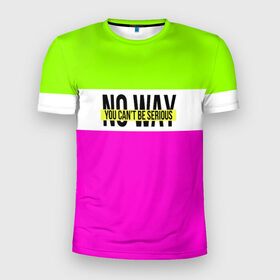 Мужская футболка 3D спортивная с принтом Serious зелено-розовый в Новосибирске, 100% полиэстер с улучшенными характеристиками | приталенный силуэт, круглая горловина, широкие плечи, сужается к линии бедра | кислотные костюмы | кислотные цвета | неон | флуоресцентные принты