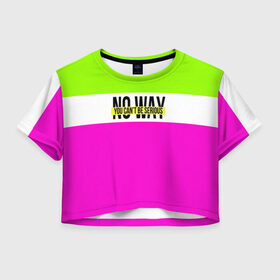 Женская футболка 3D укороченная с принтом Serious зелено-розовый в Новосибирске, 100% полиэстер | круглая горловина, длина футболки до линии талии, рукава с отворотами | кислотные костюмы | кислотные цвета | неон | флуоресцентные принты