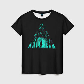Женская футболка 3D с принтом Таинственный лес в Новосибирске, 100% полиэфир ( синтетическое хлопкоподобное полотно) | прямой крой, круглый вырез горловины, длина до линии бедер | кислотные костюмы | кислотные цвета | неон | флуоресцентные принты