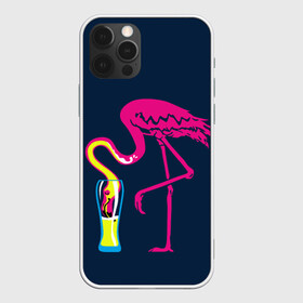 Чехол для iPhone 12 Pro с принтом Кислотный фламинго в Новосибирске, силикон | область печати: задняя сторона чехла, без боковых панелей | Тематика изображения на принте: кислотные костюмы | кислотные цвета | неон | флуоресцентные принты