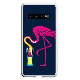 Чехол для Samsung Galaxy S10 с принтом Кислотный фламинго в Новосибирске, Силикон | Область печати: задняя сторона чехла, без боковых панелей | Тематика изображения на принте: кислотные костюмы | кислотные цвета | неон | флуоресцентные принты