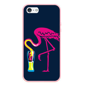 Чехол для iPhone 5/5S матовый с принтом Кислотный фламинго в Новосибирске, Силикон | Область печати: задняя сторона чехла, без боковых панелей | кислотные костюмы | кислотные цвета | неон | флуоресцентные принты