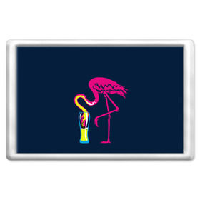 Магнит 45*70 с принтом Кислотный фламинго в Новосибирске, Пластик | Размер: 78*52 мм; Размер печати: 70*45 | Тематика изображения на принте: кислотные костюмы | кислотные цвета | неон | флуоресцентные принты