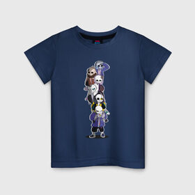 Детская футболка хлопок с принтом Скелетики в Новосибирске, 100% хлопок | круглый вырез горловины, полуприлегающий силуэт, длина до линии бедер | sans | undertale | азриэль | андайн | гастер | надоедливая собака | папирус | санс | скелет | сноудрейк