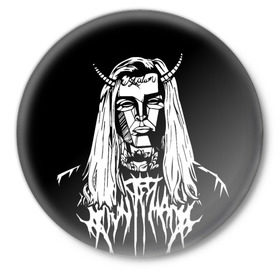 Значок с принтом Ghostemane devil в Новосибирске,  металл | круглая форма, металлическая застежка в виде булавки | ghostemane | ghostemane mercury | ghostemane nihi | trash gang | гостмейн
