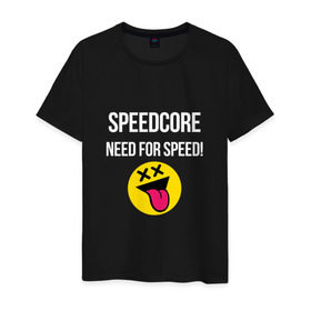 Мужская футболка хлопок с принтом Speedcore в Новосибирске, 100% хлопок | прямой крой, круглый вырез горловины, длина до линии бедер, слегка спущенное плечо. | frenchcore | gabber | hardcore | hardcoremusic | speedcore