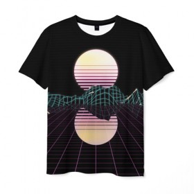 Мужская футболка 3D с принтом Retro Wave в Новосибирске, 100% полиэфир | прямой крой, круглый вырез горловины, длина до линии бедер | hipster | neon | retro wave | vaporwave | геометрия | космос | неон | хипстер