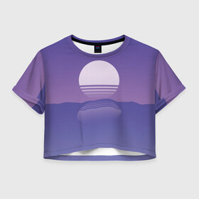 Женская футболка Crop-top 3D с принтом Come back down в Новосибирске, 100% полиэстер | круглая горловина, длина футболки до линии талии, рукава с отворотами | hipster | neon | retro wave | vaporwave | геометрия | космос | неон | хипстер