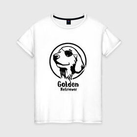 Женская футболка хлопок с принтом Пират Золотистий ретривер в Новосибирске, 100% хлопок | прямой крой, круглый вырез горловины, длина до линии бедер, слегка спущенное плечо | 