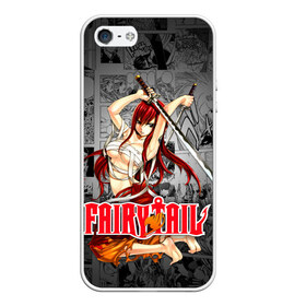 Чехол для iPhone 5/5S матовый с принтом Fairy Tail (Эльза) в Новосибирске, Силикон | Область печати: задняя сторона чехла, без боковых панелей | anime | fairy tail | manga | аниме | манга | фейри тейл | фея | хвост | хвост феи | эльза