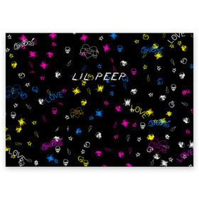 Поздравительная открытка с принтом Lil Peep (Legend) в Новосибирске, 100% бумага | плотность бумаги 280 г/м2, матовая, на обратной стороне линовка и место для марки
 | gustav hr | legend | life | life is beautiful | lil | lil peep | love | pank | peep | rap | rock | sad | грусть | густав элайджа ар | легенда | лил | лил пип | панк | пип | реп | рок | череп | штрихи