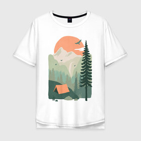 Мужская футболка хлопок Oversize с принтом Adventure в Новосибирске, 100% хлопок | свободный крой, круглый ворот, “спинка” длиннее передней части | moutains | road | sun | travel | trip | turism | горы | дорога | закат | приключения | природа | тундра путешествия | туризм