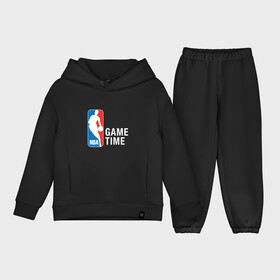 Детский костюм хлопок Oversize с принтом NBA   Game Time в Новосибирске,  |  | and1 | basketball | coach | game | james | jordan | lebron | mvp | nba | player | slam dunk | sport | streetball | team | баскетбол | баскетболист | бросок | джеймс | джордан | игра | игрок | леброн | мяч | нба | победа | слэм данк | спорт | тре