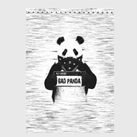 Скетчбук с принтом BAD PANDA в Новосибирске, 100% бумага
 | 48 листов, плотность листов — 100 г/м2, плотность картонной обложки — 250 г/м2. Листы скреплены сверху удобной пружинной спиралью | Тематика изображения на принте: bad | bear | panda | медведь | панда