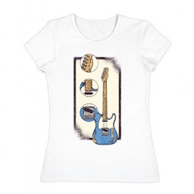 Женская футболка хлопок с принтом Гитара в Новосибирске, 100% хлопок | прямой крой, круглый вырез горловины, длина до линии бедер, слегка спущенное плечо | guitar | гитара | гитары | музыка | музыкальные инструменты | с гитарой