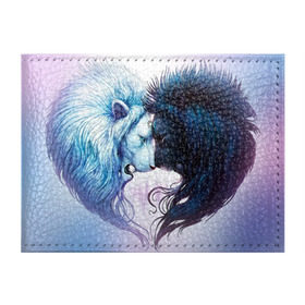 Обложка для студенческого билета с принтом Lions love в Новосибирске, натуральная кожа | Размер: 11*8 см; Печать на всей внешней стороне | love | день | лев | львиное сердце | любовь | ночь | сердце