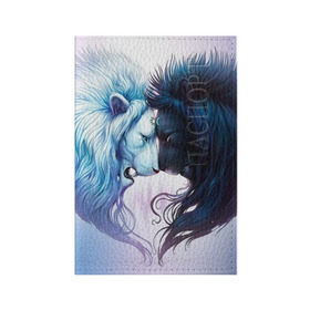 Обложка для паспорта матовая кожа с принтом Lions love в Новосибирске, натуральная матовая кожа | размер 19,3 х 13,7 см; прозрачные пластиковые крепления | Тематика изображения на принте: love | день | лев | львиное сердце | любовь | ночь | сердце