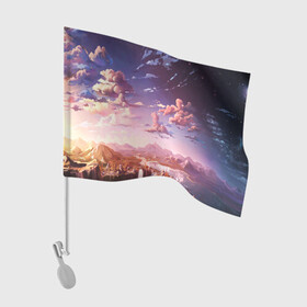 Флаг для автомобиля с принтом Фантастический закат в Новосибирске, 100% полиэстер | Размер: 30*21 см | galaxy | nebula | neon | space | star | абстракция | вселенная | галактика | звезда | звезды | космический | неон | неоновый | неоновый космос | планеты