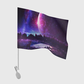Флаг для автомобиля с принтом Северный закат в Новосибирске, 100% полиэстер | Размер: 30*21 см | galaxy | nebula | neon | space | star | абстракция | вселенная | галактика | звезда | звезды | космический | неон | неоновый | неоновый космос | планеты