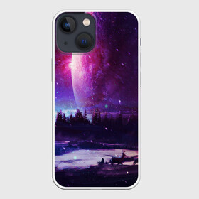 Чехол для iPhone 13 mini с принтом Северный закат в Новосибирске,  |  | galaxy | nebula | neon | space | star | абстракция | вселенная | галактика | звезда | звезды | космический | неон | неоновый | неоновый космос | планеты