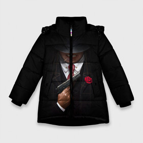 Зимняя куртка для девочек 3D с принтом Mafia в Новосибирске, ткань верха — 100% полиэстер; подклад — 100% полиэстер, утеплитель — 100% полиэстер. | длина ниже бедра, удлиненная спинка, воротник стойка и отстегивающийся капюшон. Есть боковые карманы с листочкой на кнопках, утяжки по низу изделия и внутренний карман на молнии. 

Предусмотрены светоотражающий принт на спинке, радужный светоотражающий элемент на пуллере молнии и на резинке для утяжки. | gangster | gun | gungster | illustration | mafia | арт | галстук | гангстер | гвоздика | зубы | костюм | крестный отец | мафия | минимализм | оружие | пистолет | пуля | темный | черный | шляпа