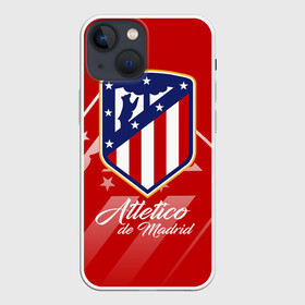 Чехол для iPhone 13 mini с принтом Атлетико Мадрид в Новосибирске,  |  | atletico de madrid | atletico madrid | атлетико | атлетико мадрид | болельщи | испания | клубная | красно белые | лалига | мадрид | матрасники | фанатская | форма | футбол | футбольная