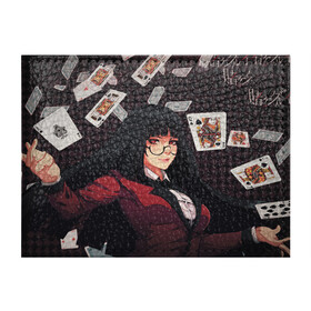 Обложка для студенческого билета с принтом Compulsive Gambler в Новосибирске, натуральная кожа | Размер: 11*8 см; Печать на всей внешней стороне | anime | compulsive gambler | kakegurui | manga | аниме | безумный азарт | дзябами | карты | манга | покер | скучная девушка | юмэко джабами