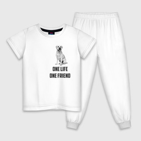 Детская пижама хлопок с принтом Labrador one в Новосибирске, 100% хлопок |  брюки и футболка прямого кроя, без карманов, на брюках мягкая резинка на поясе и по низу штанин
 | labrador | one friends | one life | друг | друг человека | лабрадор | собака