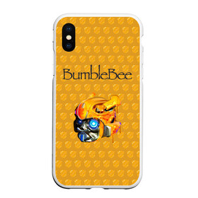 Чехол для iPhone XS Max матовый с принтом BumbleBee в Новосибирске, Силикон | Область печати: задняя сторона чехла, без боковых панелей | Тематика изображения на принте: 2019 | bumble bee | transformers | арт | бамблби | желтая | киборг | классная | мёд | надпись | прикольная | пчела | робот | соты | трансформеры | улей | фильм