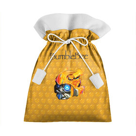 Подарочный 3D мешок с принтом BumbleBee в Новосибирске, 100% полиэстер | Размер: 29*39 см | 2019 | bumble bee | transformers | арт | бамблби | желтая | киборг | классная | мёд | надпись | прикольная | пчела | робот | соты | трансформеры | улей | фильм