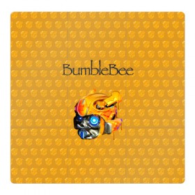 Магнитный плакат 3Х3 с принтом BumbleBee в Новосибирске, Полимерный материал с магнитным слоем | 9 деталей размером 9*9 см | Тематика изображения на принте: 2019 | bumble bee | transformers | арт | бамблби | желтая | киборг | классная | мёд | надпись | прикольная | пчела | робот | соты | трансформеры | улей | фильм