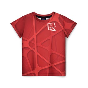 Детская футболка 3D с принтом Roblox в Новосибирске, 100% гипоаллергенный полиэфир | прямой крой, круглый вырез горловины, длина до линии бедер, чуть спущенное плечо, ткань немного тянется | dynablocks | roblox | robux | белый | блоки | вселенная | герои | красный | кубики | роблокс | симулятор