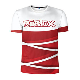 Мужская футболка 3D спортивная с принтом Роблокс в Новосибирске, 100% полиэстер с улучшенными характеристиками | приталенный силуэт, круглая горловина, широкие плечи, сужается к линии бедра | dynablocks | roblox | robux | белый | блоки | вселенная | герои | красный | кубики | роблокс | симулятор