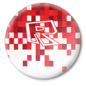 Значок с принтом Roblox в Новосибирске,  металл | круглая форма, металлическая застежка в виде булавки | dynablocks | roblox | robux | белый | блоки | вселенная | герои | красный | кубики | роблокс | симулятор