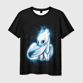 Мужская футболка 3D с принтом Фурия в Новосибирске, 100% полиэфир | прямой крой, круглый вырез горловины, длина до линии бедер | berk | dragon | fury | how | island | light | night | to | toothless | train | your | беззубик | дневная | дракона | как | ночная | олух | остров | приручить | фурия