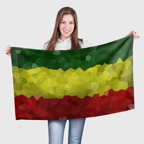 Флаг 3D с принтом Эфиопия в Новосибирске, 100% полиэстер | плотность ткани — 95 г/м2, размер — 67 х 109 см. Принт наносится с одной стороны | Тематика изображения на принте: 420 | 4:20 | боб марли | раста | растаман | эвиопия