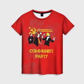 Женская футболка 3D с принтом Communist party в Новосибирске, 100% полиэфир ( синтетическое хлопкоподобное полотно) | прямой крой, круглый вырез горловины, длина до линии бедер | вечеринка | звезда | кастро | коммунизм | коммунист | коммунистическая | ленин | мао | маркс | молот | партия | рауль | серп | сталин | тусовка | ульянов | фидель | цзиньпин | цзэдун | энгельс
