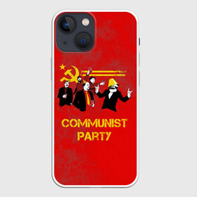 Чехол для iPhone 13 mini с принтом Communist party в Новосибирске,  |  | Тематика изображения на принте: вечеринка | звезда | кастро | коммунизм | коммунист | коммунистическая | ленин | мао | маркс | молот | партия | рауль | серп | сталин | тусовка | ульянов | фидель | цзиньпин | цзэдун | энгельс