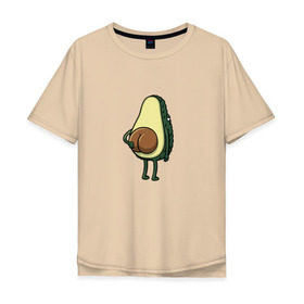 Мужская футболка хлопок Oversize с принтом Авокадо в Новосибирске, 100% хлопок | свободный крой, круглый ворот, “спинка” длиннее передней части | косточка | овощ | попка | фрукт