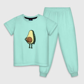 Детская пижама хлопок с принтом Авокадо в Новосибирске, 100% хлопок |  брюки и футболка прямого кроя, без карманов, на брюках мягкая резинка на поясе и по низу штанин
 | косточка | овощ | попка | фрукт