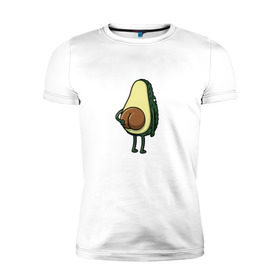 Мужская футболка премиум с принтом Авокадо в Новосибирске, 92% хлопок, 8% лайкра | приталенный силуэт, круглый вырез ворота, длина до линии бедра, короткий рукав | косточка | овощ | попка | фрукт