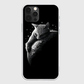 Чехол для iPhone 12 Pro Max с принтом Спящий Кот на Луне в Новосибирске, Силикон |  | Тематика изображения на принте: вселенная | звезды | космос | котейка | котенок | котэ | котя | лапочка | луна | милый | мимими | ночь | прелесть | сон | спутник