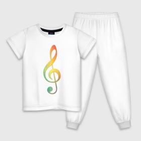 Детская пижама хлопок с принтом Скрипичный ключ, цветной. в Новосибирске, 100% хлопок |  брюки и футболка прямого кроя, без карманов, на брюках мягкая резинка на поясе и по низу штанин
 | ключ | музыкальний ключ | скрипка