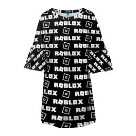 Детское платье 3D с принтом ROBLOX в Новосибирске, 100% полиэстер | прямой силуэт, чуть расширенный к низу. Круглая горловина, на рукавах — воланы | game | gamer | logo | roblox | игры | логотип | роблокс