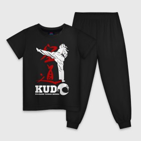 Детская пижама хлопок с принтом Kudo в Новосибирске, 100% хлопок |  брюки и футболка прямого кроя, без карманов, на брюках мягкая резинка на поясе и по низу штанин
 | борьба | единоборства | кудо | спорт