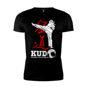 Мужская футболка премиум с принтом Kudo в Новосибирске, 92% хлопок, 8% лайкра | приталенный силуэт, круглый вырез ворота, длина до линии бедра, короткий рукав | борьба | единоборства | кудо | спорт