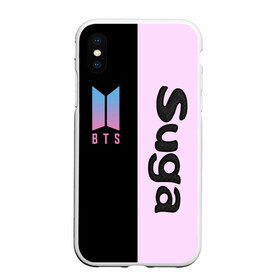 Чехол для iPhone XS Max матовый с принтом BTS Suga в Новосибирске, Силикон | Область печати: задняя сторона чехла, без боковых панелей | bts | suga | бтс | группа | корейская | музыка | розовый | цветы | черный